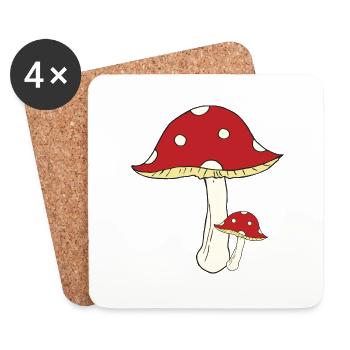 fliegenpilz groß und klein - Untersetzer (4er-Set) - Weiß - Vorne