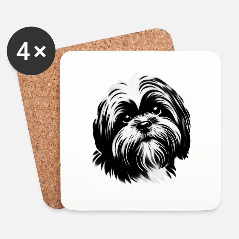 Hundegesicht Treuer Freund - Untersetzer (4er-Set) - Weiß