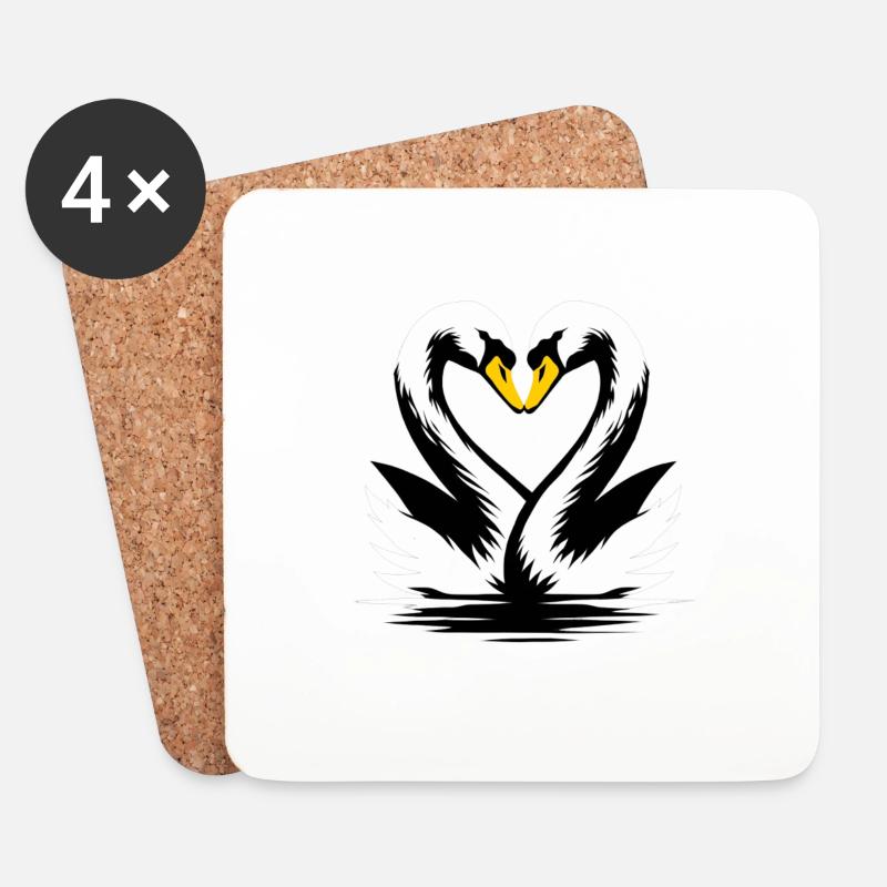 I cigni strazianti fanno il cuore - Sottobicchieri (set da 4 pezzi) - bianco