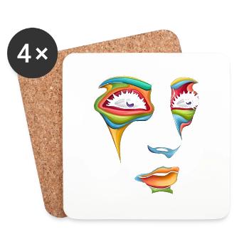 Beautiful female paint art Face colorful woman - Coasters (set of 4) - white - Front