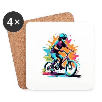 bmx - velo cyclisme - Dessous de verre (lot de 4) - blanc - Devant