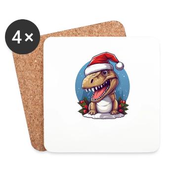 Merry Christmas with Sweet T-Rex Christmas - Coasters (set of 4) - white - Front