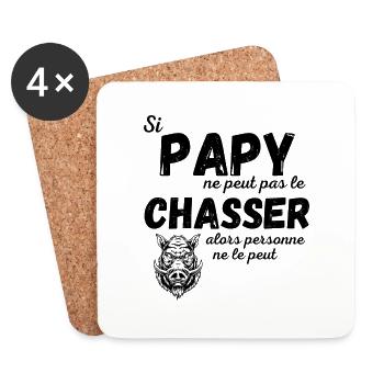 Aller à la chasse avec Papy - Dessous de verre (lot de 4) - blanc - Devant