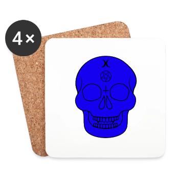 Blue skull with occult symbols - Coasters (set of 4) - white - Front