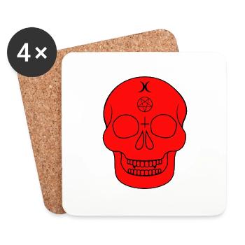 Red skull with occult symbols - Coasters (set of 4) - white - Front