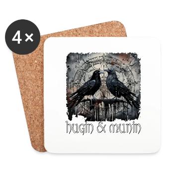 Wikinger Odins Raben Hugin und Munin Kelten - Untersetzer (4er-Set) - Weiß - Vorne
