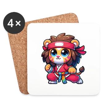 Ein niedlicher Ninja-Löwen-Manga-Stil - Untersetzer (4er-Set) - Weiß - Vorne