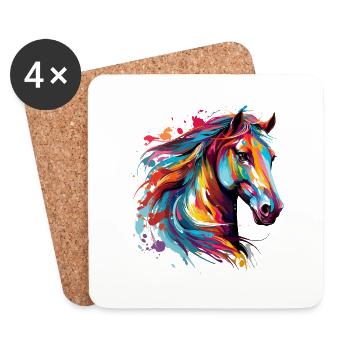 Pferd Dorfkinder & Reiter Reitsport Fans Geschenk - Untersetzer (4er-Set) - Weiß - Vorne