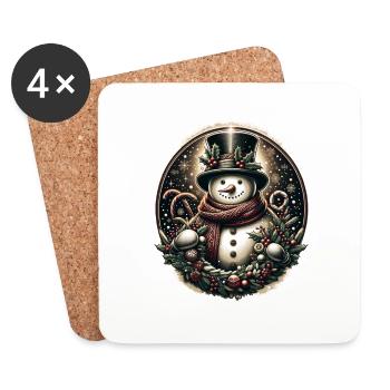 Bonhomme de neige Noël - Dessous de verre (lot de 4) - blanc - Devant