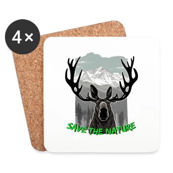 Moose "Save the Nature" - Coasters (set of 4) - white - Front