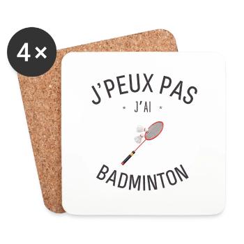 J'Peux pas j'ai Badminton - Dessous de verre (lot de 4) - blanc - Devant