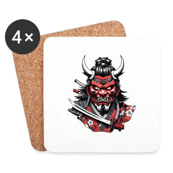 Samurai Warrior - Japan - Demon - Coasters (set of 4) - white - Front
