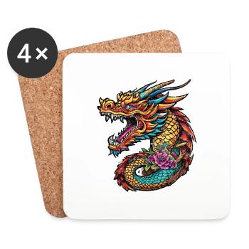 Asiatischer Drache - Japan - Chinesisch - Untersetzer (4er-Set) - Weiß - Vorne