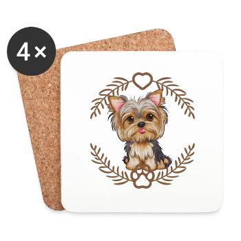 Yorkshire Terrier - Dessous de verre (lot de 4) - blanc - Devant