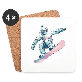 Snowboarder mit Pastellfarben - Untersetzer (4er-Set) - Weiß - Vorne