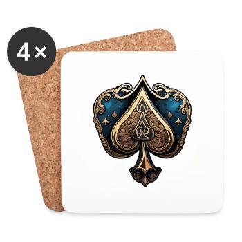 Spades / Playing Card / Poker / Symbol / Black / Skat - Coasters (set of 4) - white - Front
