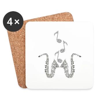 Saxophon - Note - Untersetzer (4er-Set) - Weiß - Vorne