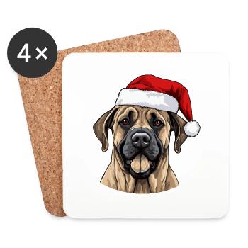 Boerboel Hund Weihnachten Kopf - Untersetzer (4er-Set) - Weiß - Vorne