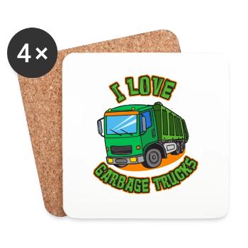 Garbage Truck Love Garbage Collection Child Boy I Gift - Coasters (set of 4) - white - Front