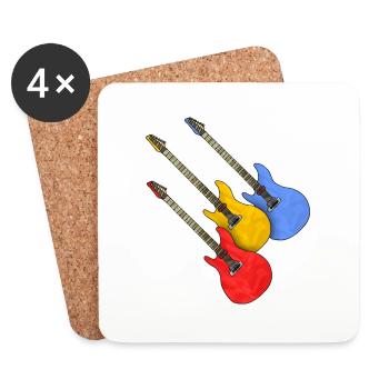 Guitares - Dessous de verre (lot de 4) - blanc - Devant