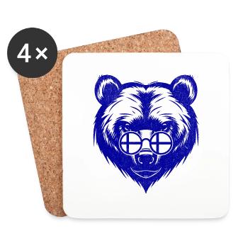 Finlande Bear - Drapeau de la Finlande Lunettes de soleil - Dessous de verre (lot de 4) - blanc - Devant