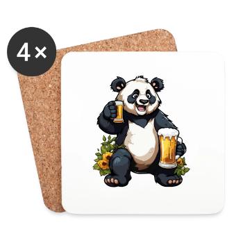 Panda / Animal / Zoo / Bambou / Sauvage / Enfantin - Dessous de verre (lot de 4) - blanc - Devant