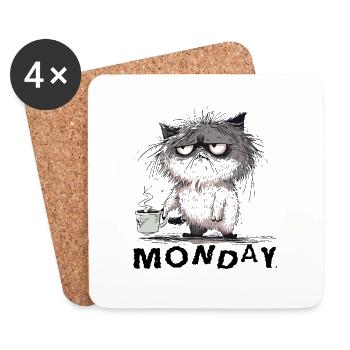 with coffee - Coasters (set of 4) - white - Front