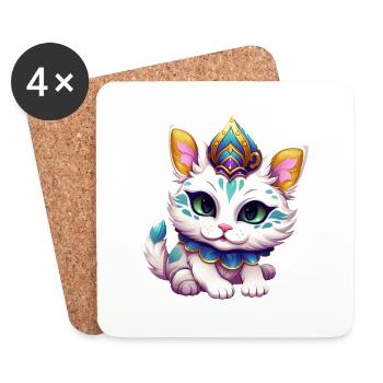Mardi Gras Cat Carnival Comic - Coasters (set of 4) - white - Front