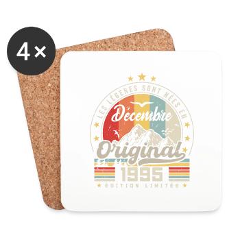 Cadeau D'anniversaire Nées En Décembre 1995 - Dessous de verre (lot de 4) - blanc - Devant