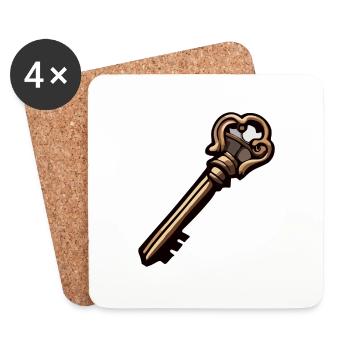 Key / Lock / Locked / Security - Coasters (set of 4) - white - Front