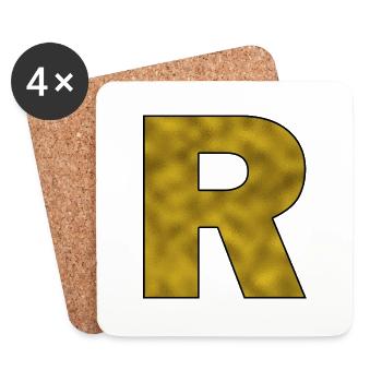 Letter R Gold - Coasters (set of 4) - white - Front