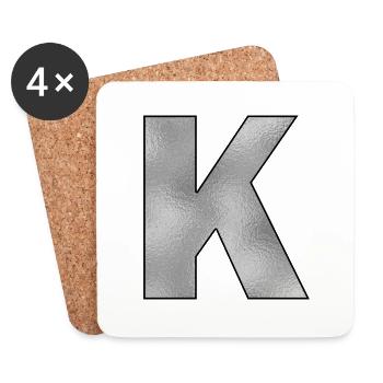 Letter K Silver - Coasters (set of 4) - white - Front
