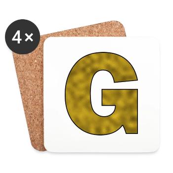Lettre G Or - Dessous de verre (lot de 4) - blanc - Devant