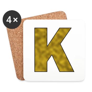 Letter K Gold - Coasters (set of 4) - white - Front