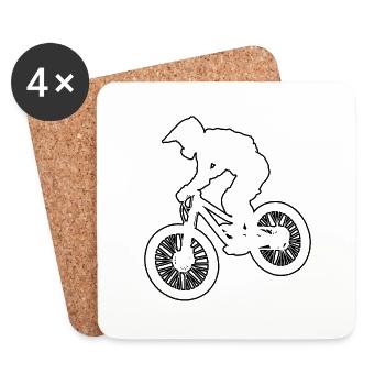 Mountainbiker Radfahrer MTB Radsport Herren - Untersetzer (4er-Set) - Weiß - Vorne