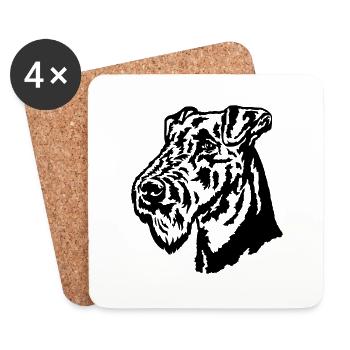 AiredaleTerrier Head - Coasters (set of 4) - white - Front