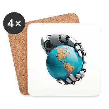 Robots are taking over the world - Coasters (set of 4) - white - Front