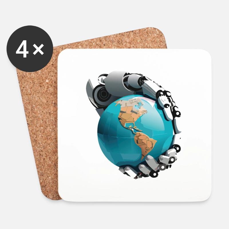 Roboter übernehmen die Welt - Untersetzer (4er-Set) - Weiß