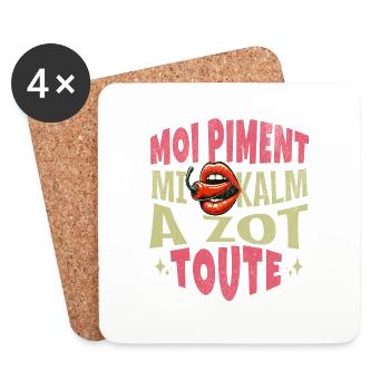 "Moi Piment Je Vous Calme Tous(3) - Dessous de verre (lot de 4) - blanc - Devant