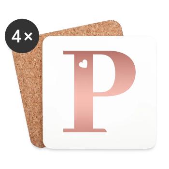 letter P rose gold - Coasters (set of 4) - white - Front
