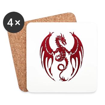 Fantasy Dragon Anime Dragon Head Reptile mythique - Dessous de verre (lot de 4) - blanc - Devant