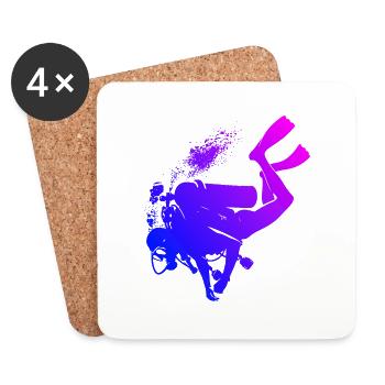 Diving Scuba Diver Diving Free Dive - Coasters (set of 4) - white - Front