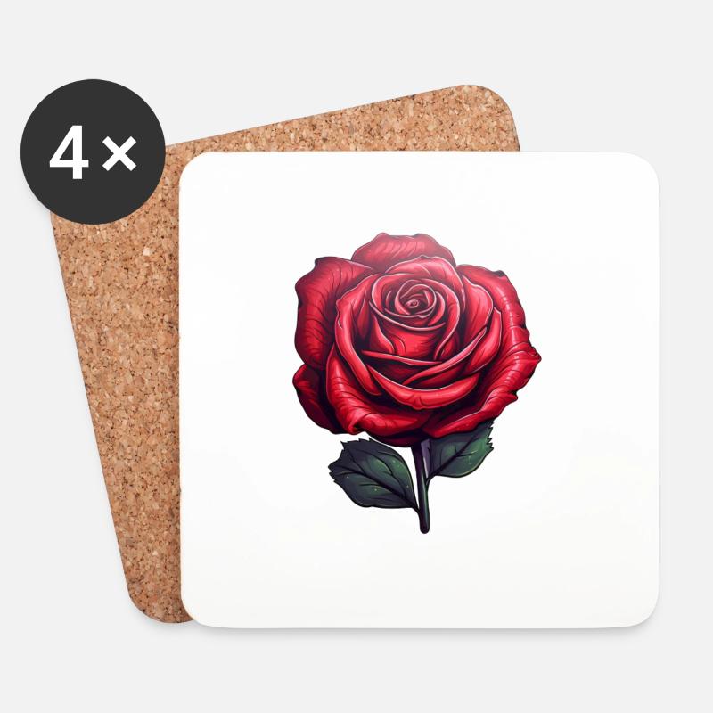 Rose rot - Untersetzer (4er-Set) - Weiß