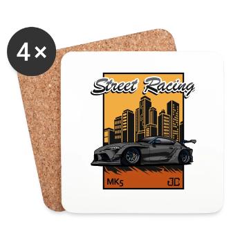 Compact sports car on the streets - Coasters (set of 4) - white - Front