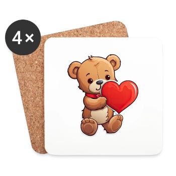 Romantique Amour Coeur Mignon Partenaire Saint-Valentin - Dessous de verre (lot de 4) - blanc - Devant