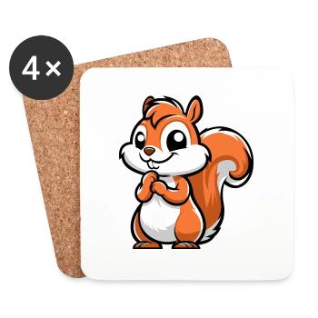 Cheeky Little Squirrel - Coasters (set of 4) - white - Front
