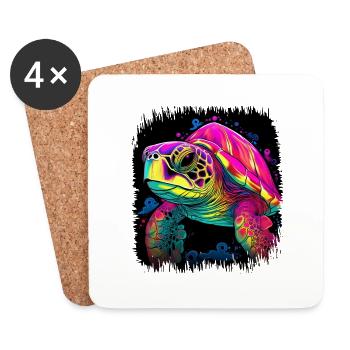 wildlife creature present hawksbill bday - Untersetzer (4er-Set) - Weiß - Vorne