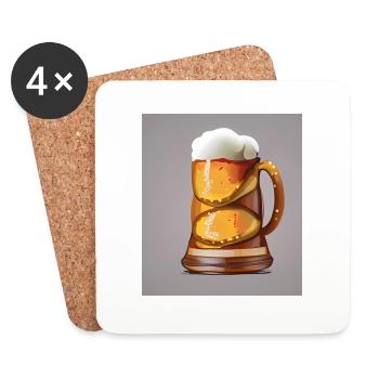 Biere Bretzel - Dessous de verre (lot de 4) - blanc - Devant