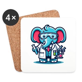Scientifique éléphant mignon - Dessous de verre (lot de 4) - blanc - Devant