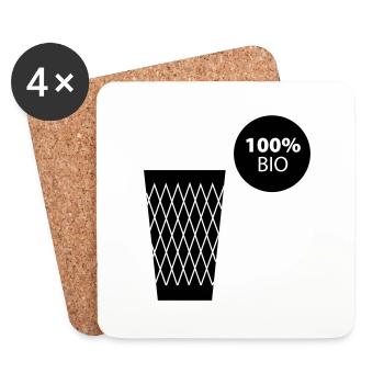 Geripptes 100% BIO #Bembelshop - Untersetzer (4er-Set) - Weiß - Vorne